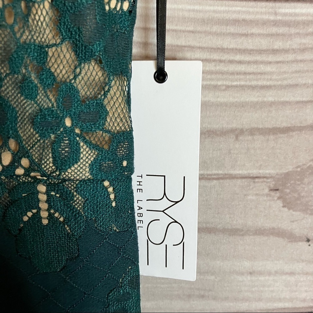 RYSE the Label Alex Dark Green Lace Off the Shoulder Bodycon Dress - Picture 12 of 12
